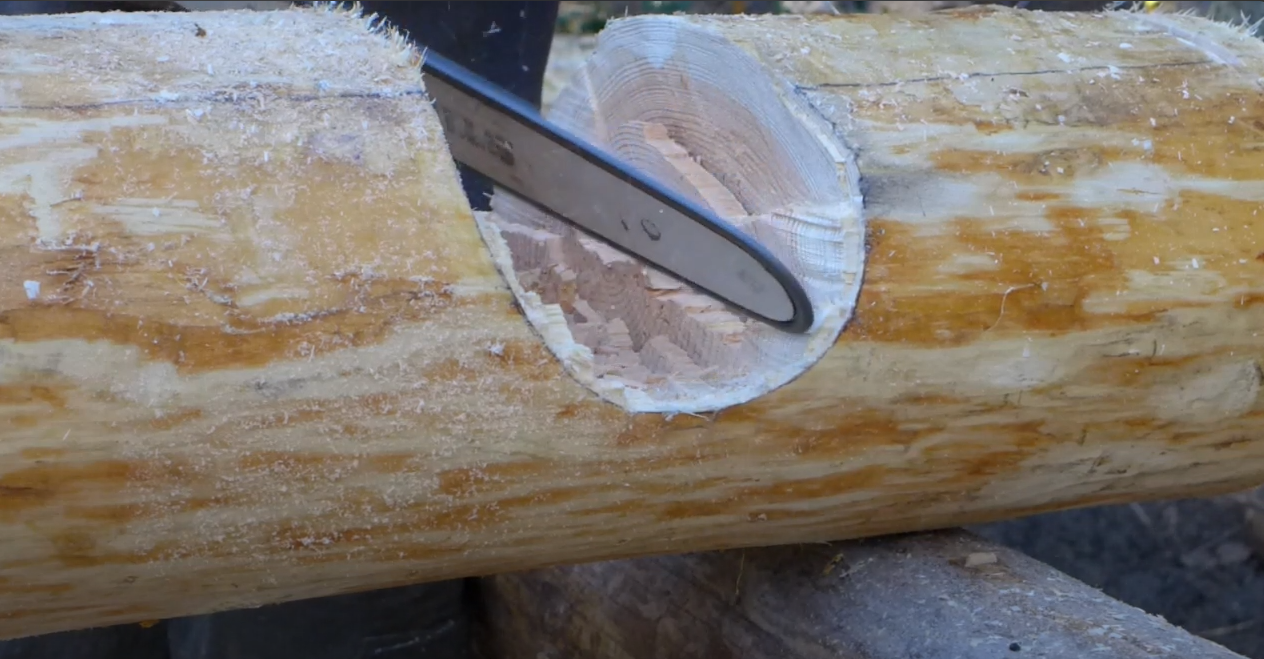 making log cabin saddles and notches