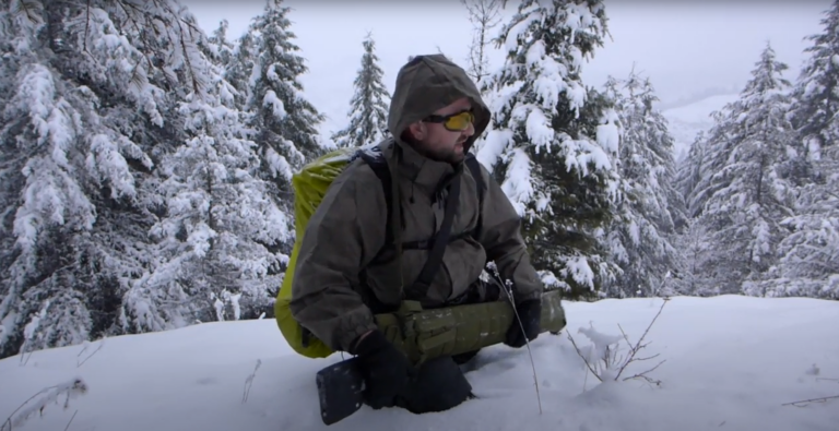 snow camping in hammock