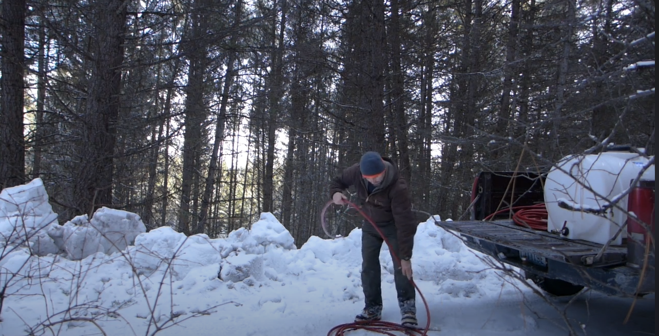 hauling water in winter